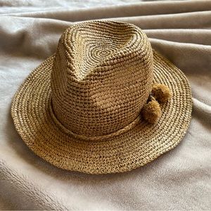 Madewell straw/raffia sun hat w pom pom detail